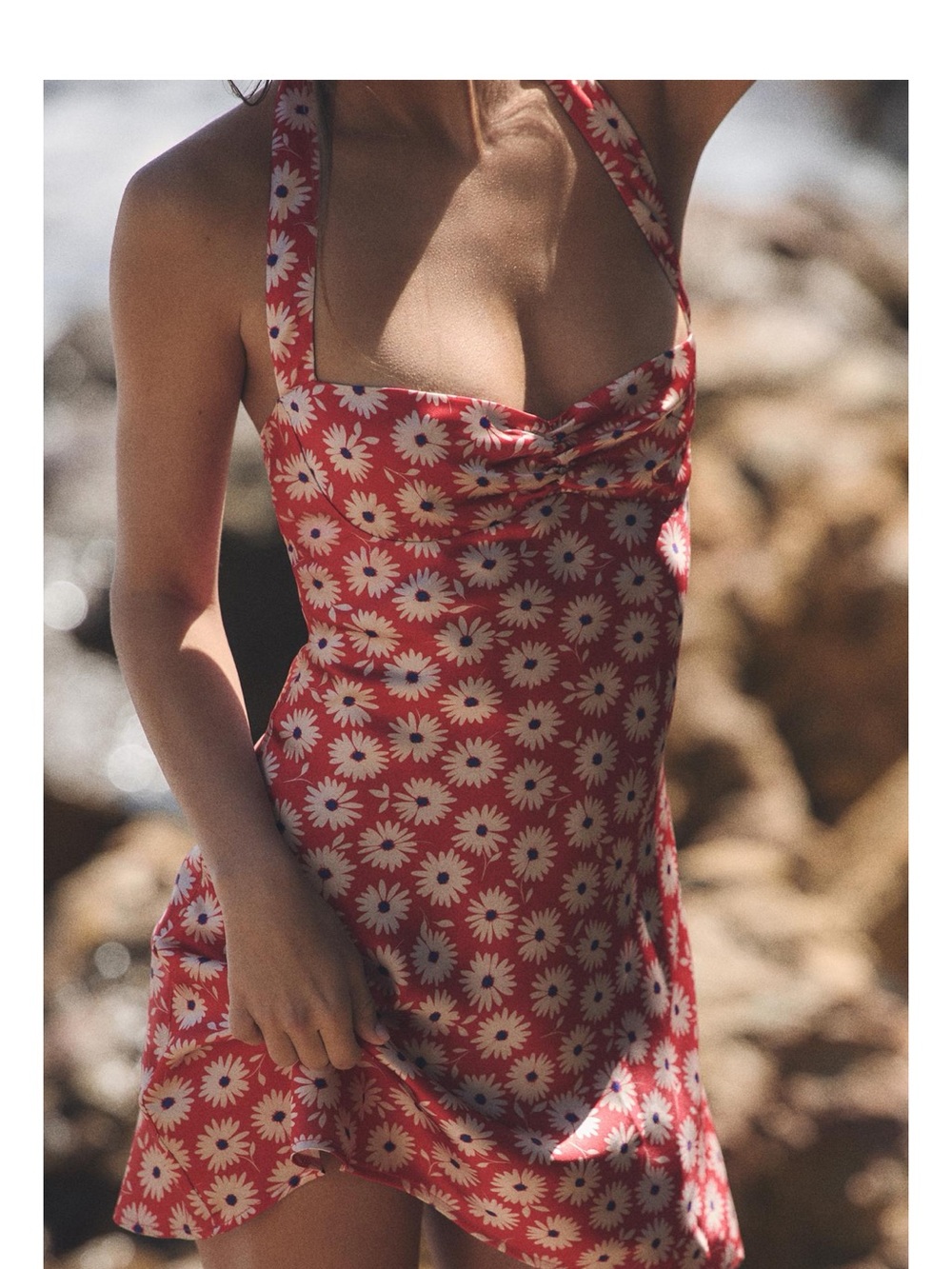 Zara Red Daisy Halter Mini Dress - Picture 3 of 8